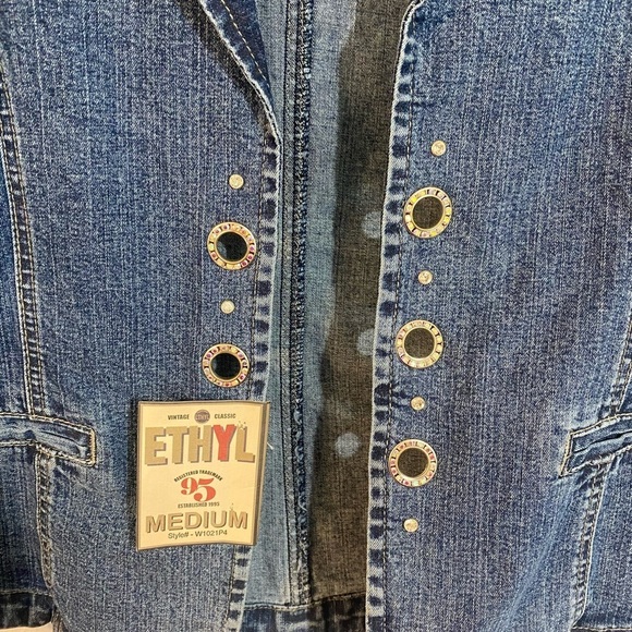 Vintage Ethyl Embellished Denim Blazer NWT size M - Picture 2 of 8